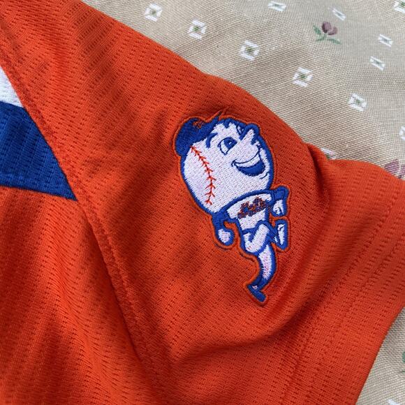 New York Mets Shirt Mens XXL Orange MLB Baseball Majestic Cooperstown V-Neck - Picture 4 of 7